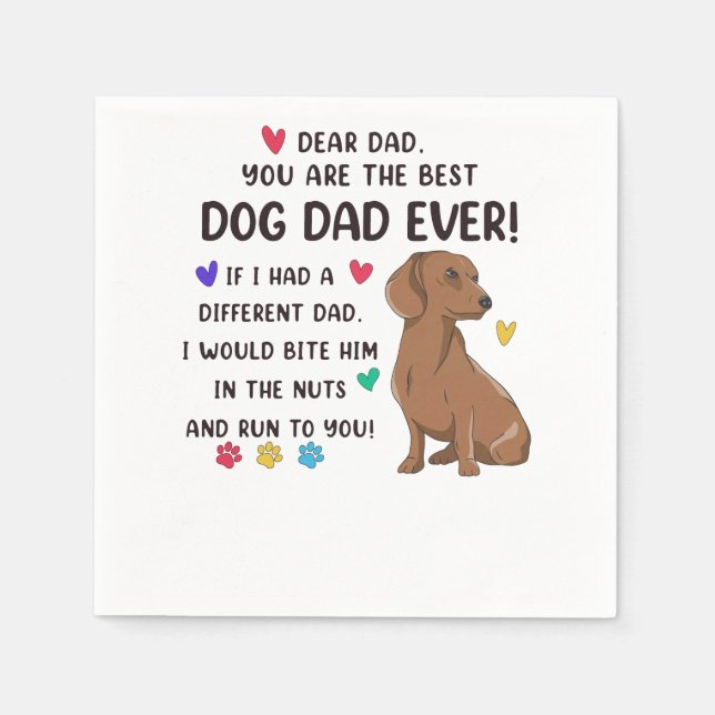 Guardanapo De Papel Dachshund Querido Pai Que Você É O Melhor (Frente)