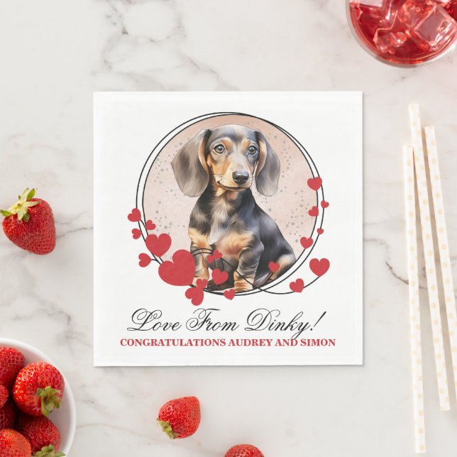 Guardanapo De Papel Dachshund Red Heart Frame com Cães Foto (Insitu)