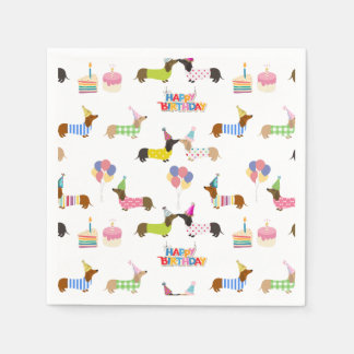 Guardanapo De Papel Dachshund Themed Birthday Napkins