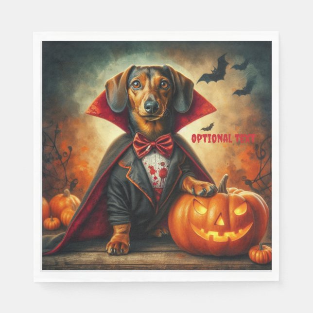Guardanapo De Papel Dachshund Vampire Halloween (Frente)