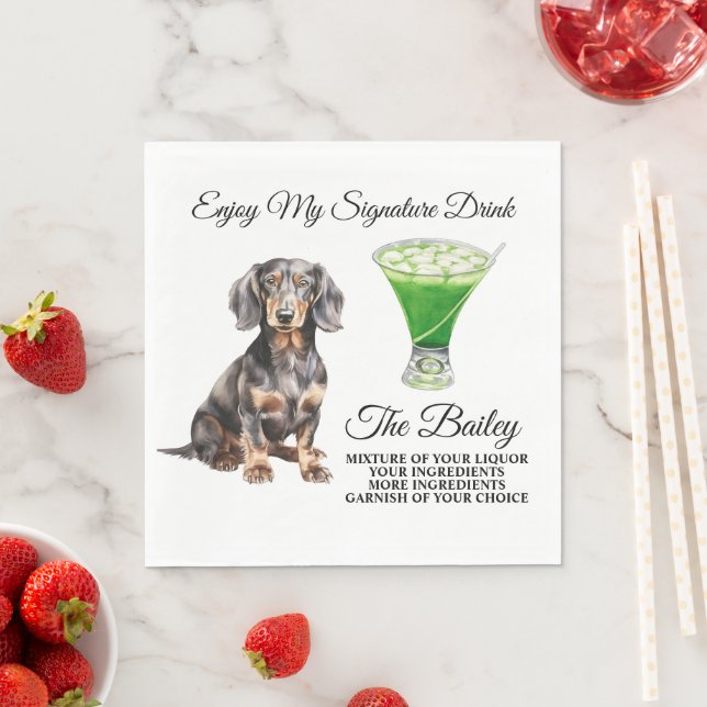 Guardanapo De Papel Dachshund Wedding Signature Drink (Insitu)