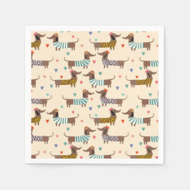 Guardanapo De Papel Dachshunds engraçados em chapéus e suéteres