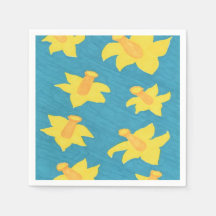 Daffodils em Papel de Fundo Azul Nápoles