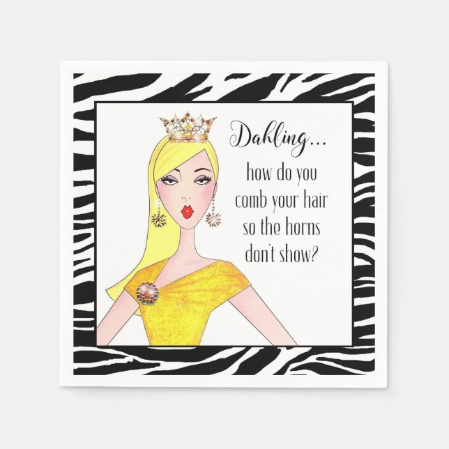 Guardanapo De Papel "Dahling, como esconde seus chifres?" (Frente)
