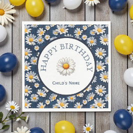 Guardanapo De Papel Daisies on Blue Denim Birthday 