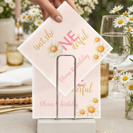 Guardanapo De Papel Daisy 1st Birthday Isn't She ONEderful Pink Boho