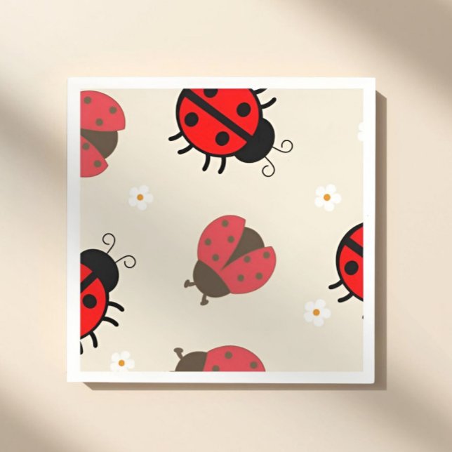 Guardanapo De Papel Daisy and Ladybug Birthday Party  (ladybug party napkins, ladybug birthday napkins, little ladybug party, ladybug party supplies, bug t)