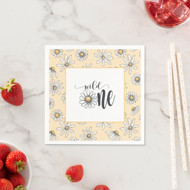 Guardanapo De Papel Daisy Birthday Napkin - Wild One - Amarelo (Insitu)
