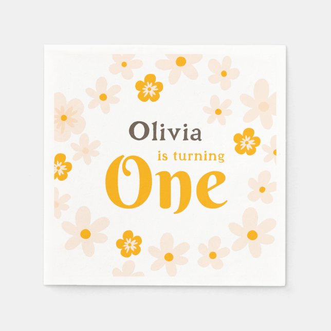 Guardanapo De Papel Daisy Boho Floral primeiro aniversario (Frente)
