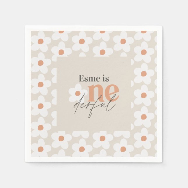 Guardanapo De Papel Daisy boho retro terracotta natural (Frente)