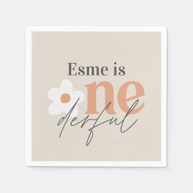 Guardanapo De Papel Daisy boho retro terracotta natural (Frente)