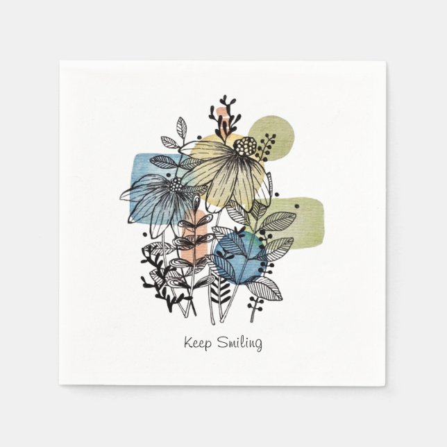 Guardanapo De Papel Daisy Doodle Em Tinta E Aquarela (Frente)