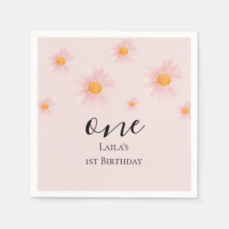 Guardanapo De Papel Daisy floral 1st birthday napkins