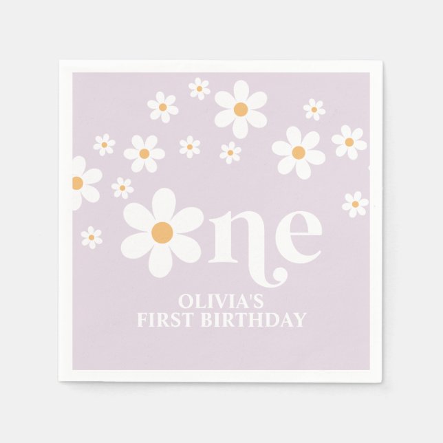 Guardanapo De Papel Daisy floral primeiros aniversarios (Frente)