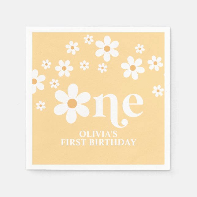 Guardanapo De Papel Daisy floral primeiros aniversarios (Frente)