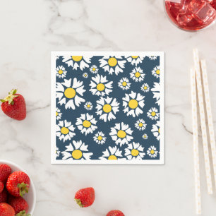 Guardanapo De Papel Daisy Pattern, Floral Pattern, White Daisies