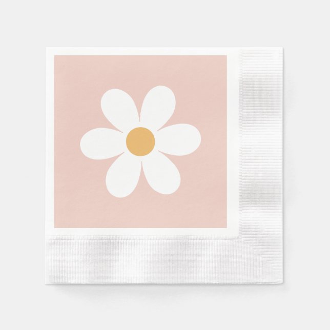 Guardanapo De Papel Daisy retrô rosa boho (Frente)