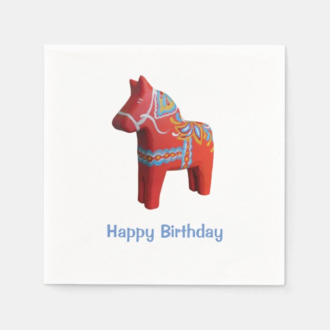 Guardanapo De Papel Dala Horse Birthday Paper Napkins (Frente)