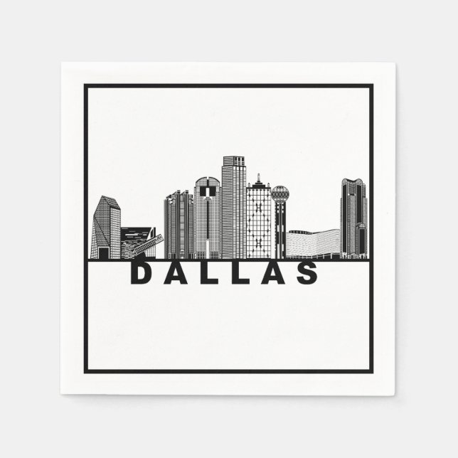 Guardanapo De Papel Dallas Skyline Silhouette  (Frente)