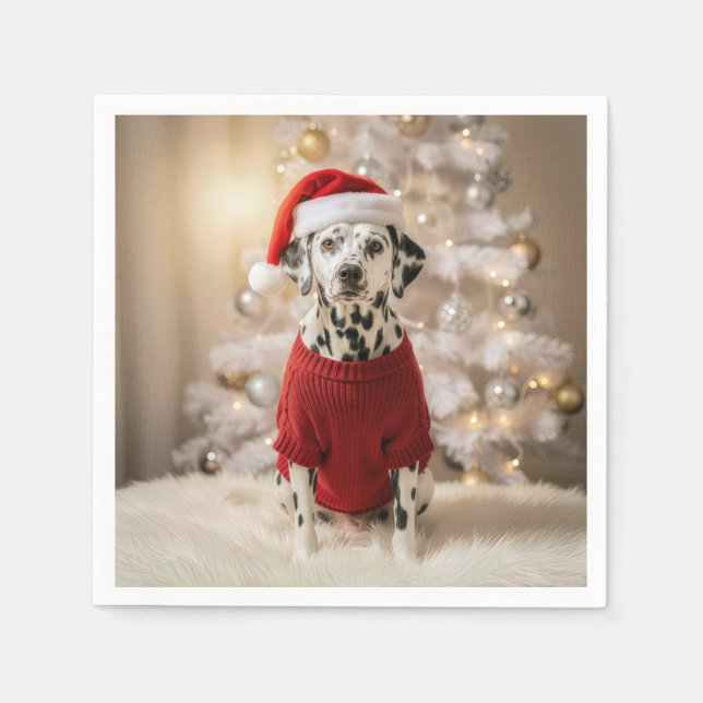 Guardanapo De Papel Dalmatian Dog Wearing a Red Christmas Sweater (Frente)