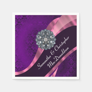 Guardanapo De Papel Damasceno roxo e cristal de rhinestone