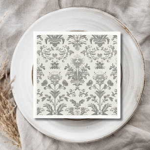 Guardanapo De Papel Damasceno Vitoriano Floral Branco Casamento Vintag