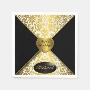 Guardanapo De Papel Damasco Dourado e preto