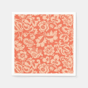 Guardanapo De Papel Damasco floral, pêssego e coral de William Morris