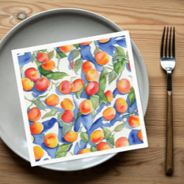Guardanapo De Papel Damasco Frutas Artesanais de Verão Padrão Aquarela