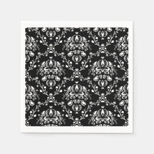 Guardanapo De Papel Damasco preto e branco