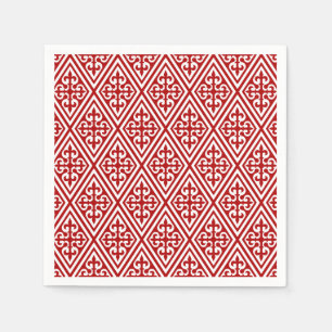 Guardanapo De Papel Damasco transversal medieval - vermelho escuro e