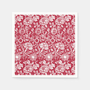 Guardanapo De Papel Damasco, vermelho e branco do cravo de Nouveau da