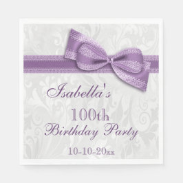 Guardanapo De Papel Damask & Faux Arco Girls 100th Birthday