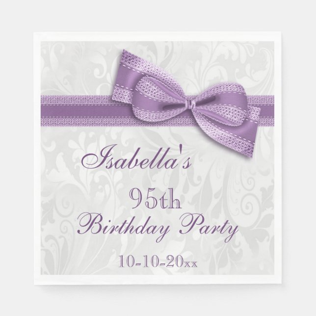 Guardanapo De Papel Damask & Faux Arcos Girls 95th Birthday (Frente)