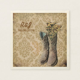 Guardanapo De Papel damask wildflower Western country cowboy botas