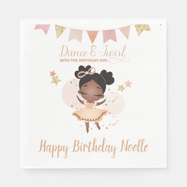 Guardanapo De Papel Dança e Twirl, Princesa Ballerina com Arco Anivers (Frente)