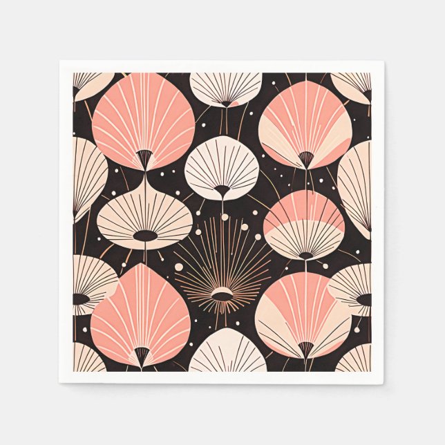 Guardanapo De Papel Dandelions -Meados do século- Design Moderno Retro (Frente)