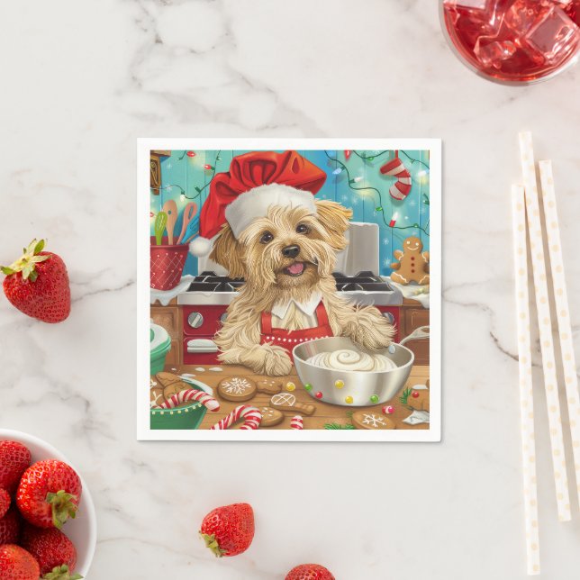 Guardanapo De Papel Dandie Dinmont Terrier Holiday Baking: Natal (Insitu)