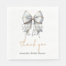 Guardanapo De Papel Dando o Nó Dourado Branco Laço Chá de Noiva
