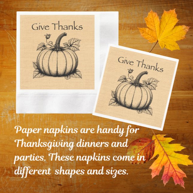 Guardanapo De Papel Dar Obrigado Abóboras Country em Falso Burlap (Give Thanks for paper napkins!)