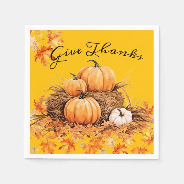 Guardanapo De Papel "Dar Obrigados" Queda/Ação de Graças (Frente)