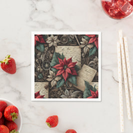 Guardanapo De Papel Dark Academia Poinsettia Stationery Decoupage