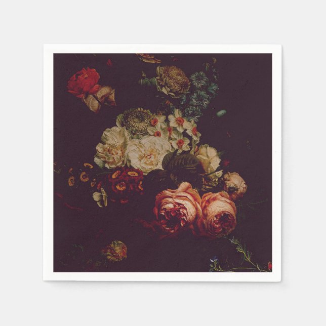 Guardanapo De Papel Dark Elegant Burgundy Moody Floral (Frente)