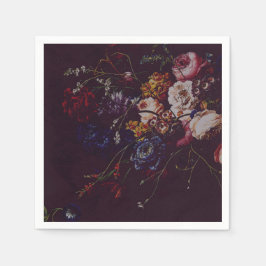 Guardanapo De Papel Dark Elegant Burgundy Moody Floral