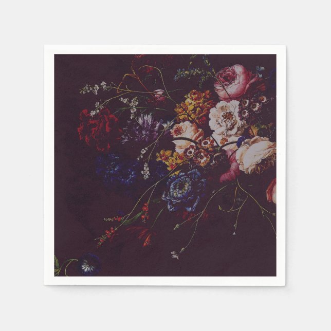 Guardanapo De Papel Dark Elegant Burgundy Moody Floral (Frente)