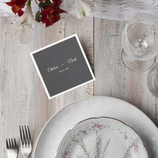 Guardanapo De Papel Dark Gray Wedding Cocktail Napkin