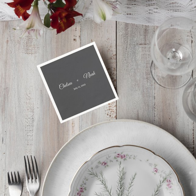 Guardanapo De Papel Dark Gray Wedding Cocktail Napkin (Criador carregado)