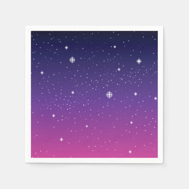 Guardanapo De Papel Dark Purple Starry Night Sky (Frente)