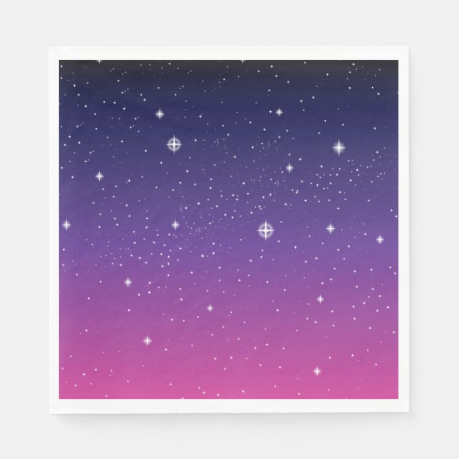 Guardanapo De Papel Dark Purple Starry Night Sky (Frente)