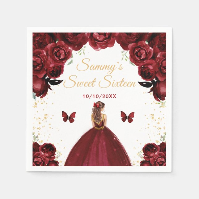 Guardanapo De Papel Dark Red Hair Princess Sweet (Frente)